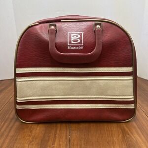 Vintage Brunswick Bowling Bag Retro Single Ball Rack Red White Shoe Storage